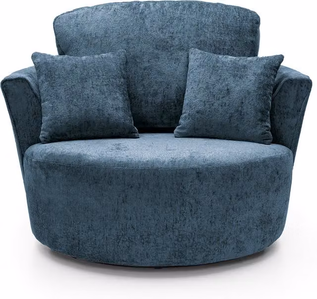 Abakus Direct Harriet Blue Crushed Chenille Swivel Tub Chair with Armrests