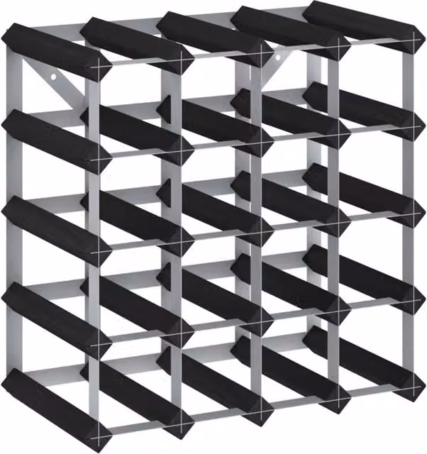 Berkfield Home Rustic Black Solid Pine Wood Wall Mounted Wine Rack for 20 Bottles