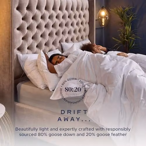 Snuggledown Retreat Hungarian Goose Down Summer Duvet and Pillow Set, White, W: 260 cm, H: 220 cm, 4.5 Tog