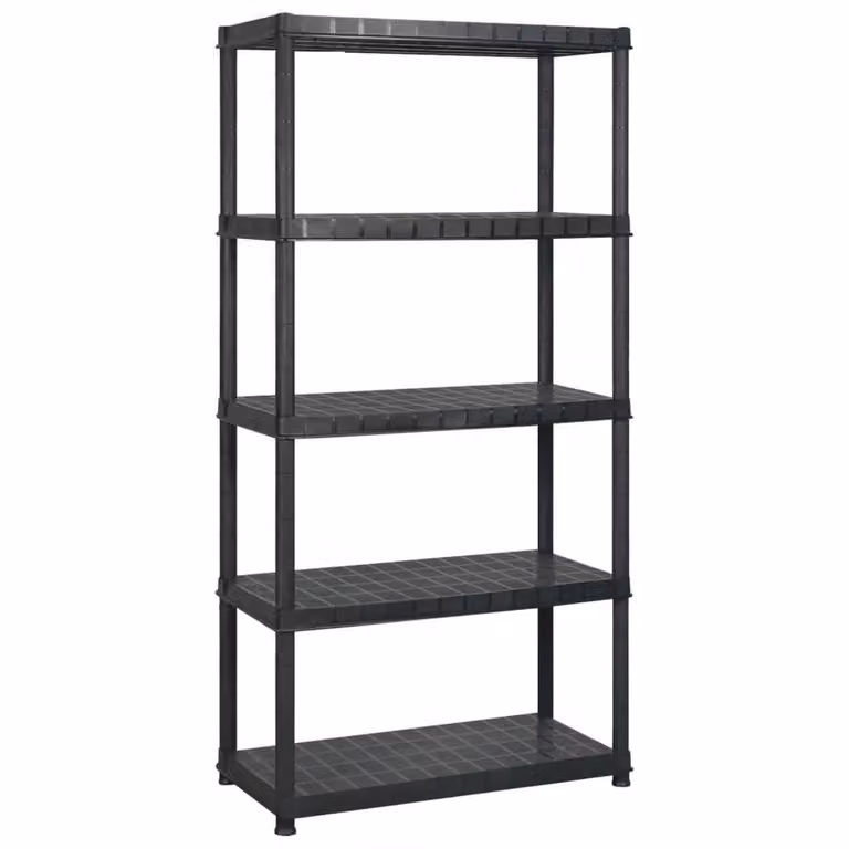 Berkfield Home 5-Tier Plastic Storage Shelf, Black, W/D/H: 255 x 40 x 185 cm