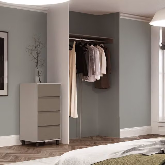 Spacepro Standard Shelf Kit in Stone Grey with Hanging Rod