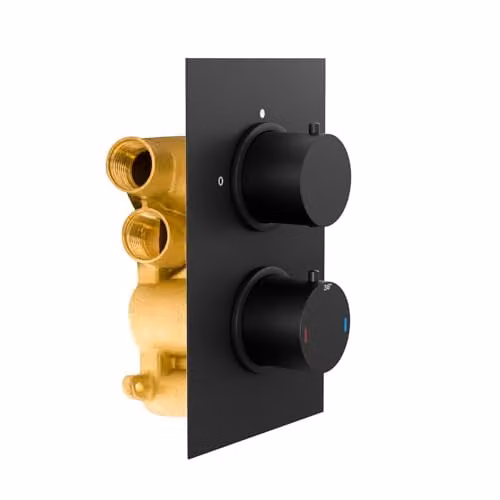 Nes Home Matt Black Modern Round 2 Way Concealed Thermostatic Shower Mixer Valve