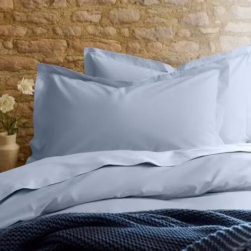 Christy Set of 2 Organic Cotton Percale King Pillowcases in Classic Blue