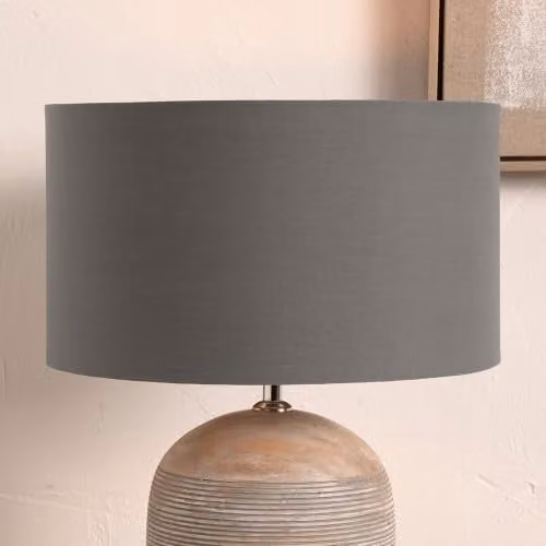 Pacific Lifestyle Grey Cylinder Fabric Lampshade for Table Lamps, Diameter: 35.56 cm