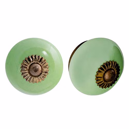 Nicola Spring Green Ceramic Cupboard and Drawer Knob Pack of 24