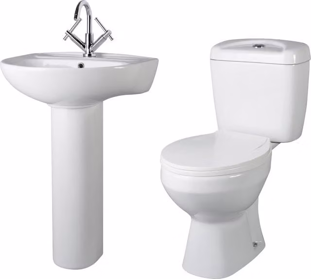Balterley Adley Close Coupled Dual Flush Toilet with Soft Close Seat and 550mm Full Ceramic Pedestal in White
