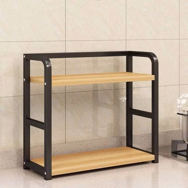 KORVIXA 2 Tier Black Metal Kitchen Spice Rack and Storage Shelf