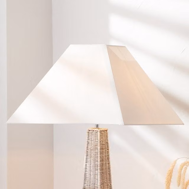 Pacific Lifestyle Square Lamp Table and Pyramid Lampshade Set in Beige, Yellow or White, W: 40 cm