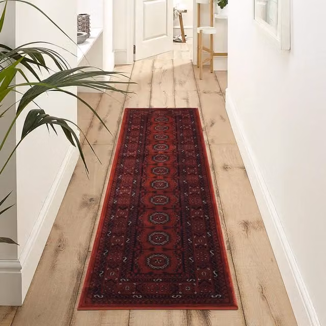 Desire Rugs Yasmin Traditional Bukhara Classic Oriental Area Rug, Red, W: 220 cm
