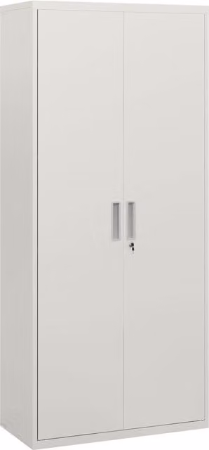 HOMCOM Metal Office Filing Cabinet with 5 Adjustable Shelves and Lockable Hinged Doors, White