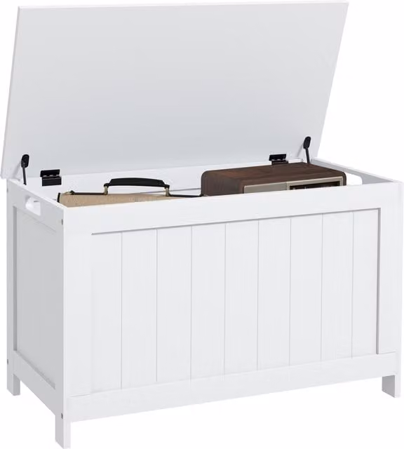 HOMCOM Modern White Wooden Storage Chest and Toy Box with Soft-Close Lid, W/D/H: 76 x 40 x 48 cm