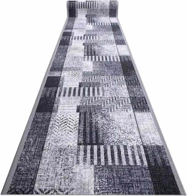 RugsX Essenza Anti-Slip Grey Runner, W/L: 67 x 340 cm