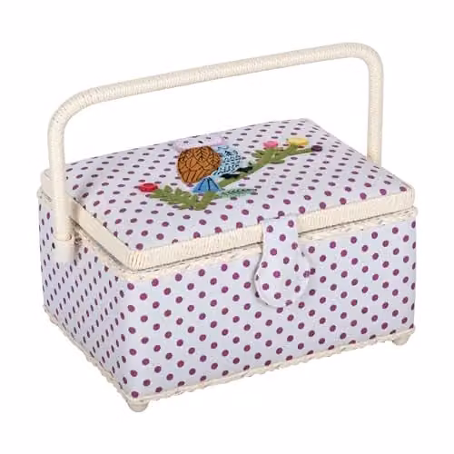 Hobby Gift Medium Applique Owl Sewing and Craft Storage Box with Lid, W/D/H: 24.5 x 14.5 x 14.5 cm