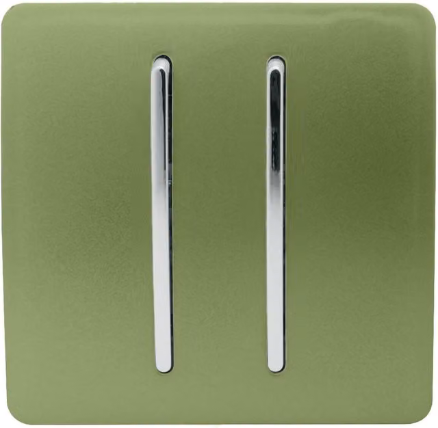Trendi Artistic Modern Glossy Tactile Auto Retractive 2 Door Bell Switch in Moss Green