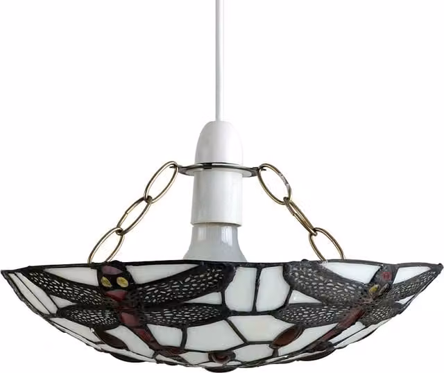 ValueLights Tiffany Style Art Deco Glass Ceiling Pendant Shade in Multicolour and Brass