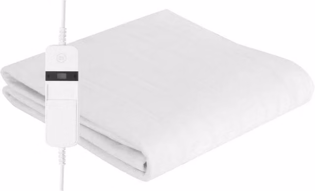 VOGREX White Fleece Electric Under Blanket with Rapid Heat Up and Overheating Protection, W/D: 140 x 120 cm