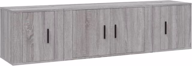 Berkfield Home 3 Piece Grey Sonoma TV Cabinet Set with Lowboard and Wall Mounted Units