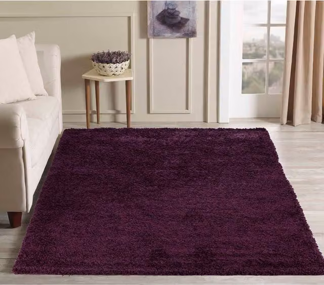 Desire Rugs Plain Fluffy Shaggy Area Rug in Purple, W/D/H: 120 x 170 cm