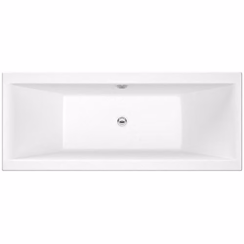 Nuie Asselby Double Ended Rectangular Free Standing Acrylic Bath, White, W/D/H: 180 x 80 x 40 cm