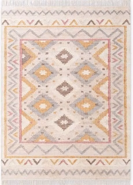 THE RUGS Roya Afghan Kilim Runner Rug, Handwoven Jute and Cotton Flatweave in Cream, W: 80 cm, L: 150 cm