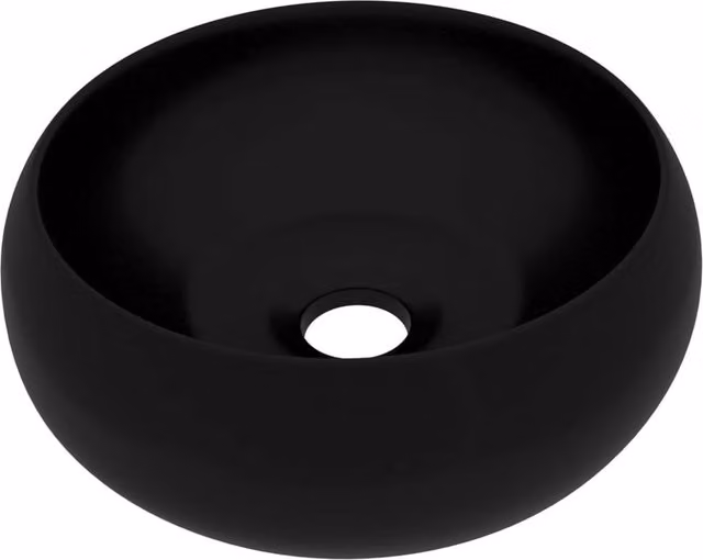 Berkfield Home Luxury Round Ceramic Wash Basin in Matt Black, W: 40 cm, D: 15 cm, H: 15 cm