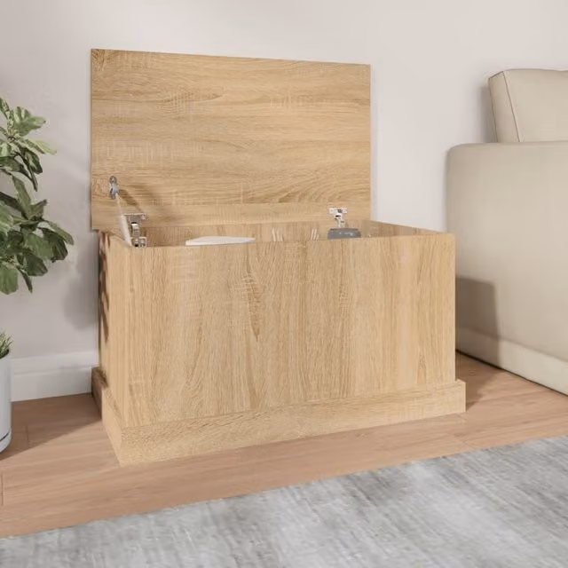 Berkfield Home Sonoma Oak Storage Box in Brown, W/D/H: 70 x 40 x 38 cm