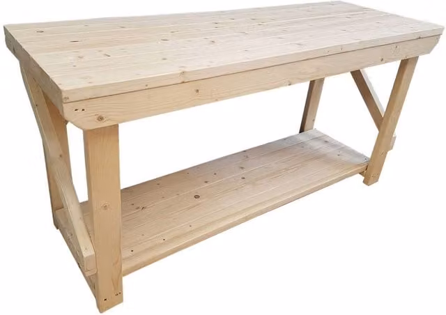 Arbor Garden Solutions Wooden Trestle Workbench in Brown, White or Beige, Width: 240 cm