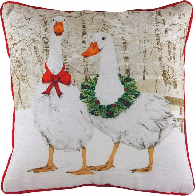 Goosie Multicolour Christmas Graphic Velvet Square Feather Cushion