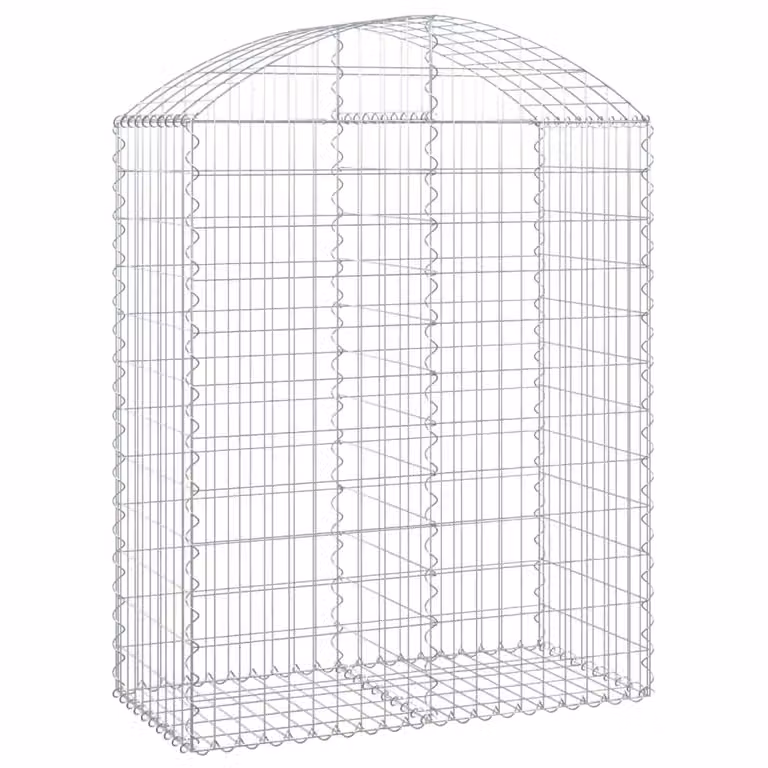 Berkfield Home Arched Gabion Basket in Silver Galvanised Steel, W: 100 cm, D: 50 cm, H: 120-140 cm