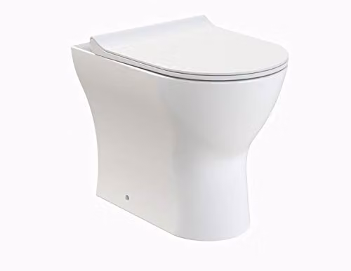 nuie NCG306 Freya Modern Curved Back to Wall Ceramic Bathroom Pan and Soft Close Seat, White, W: 41.7 cm, D: 36.5 cm, H: 50 cm