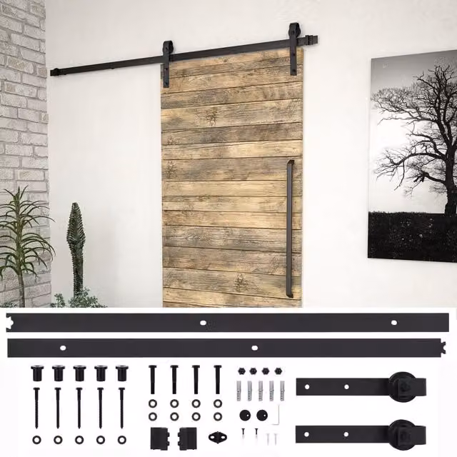 Berkfield Home SKIEN Sliding Door Hardware Kit in Black Steel, 200 cm