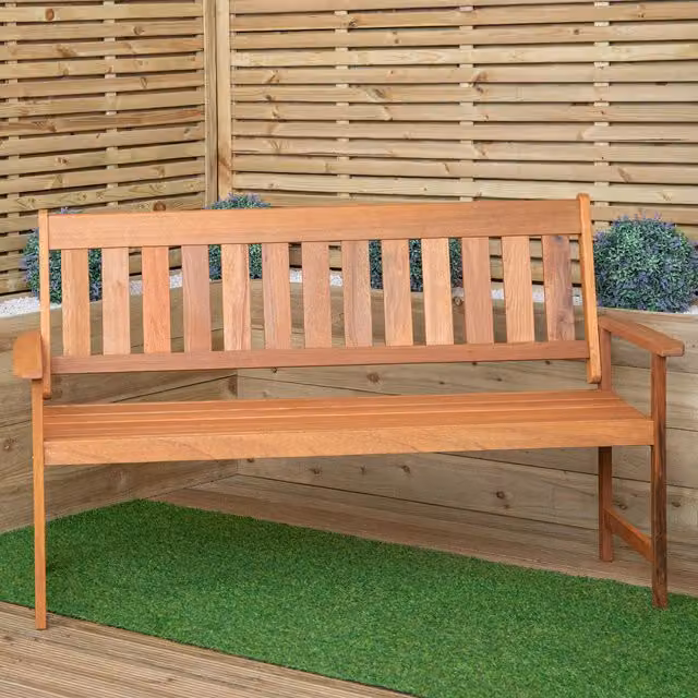 Samuel Alexander Cartmel 2 Seater Outdoor Wooden Garden Patio Bench in Brown