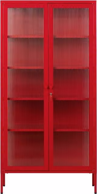 Mustard Made The Collector Glass Door Cabinet in Red, W/D/H: 85 x 40 x 170 cm