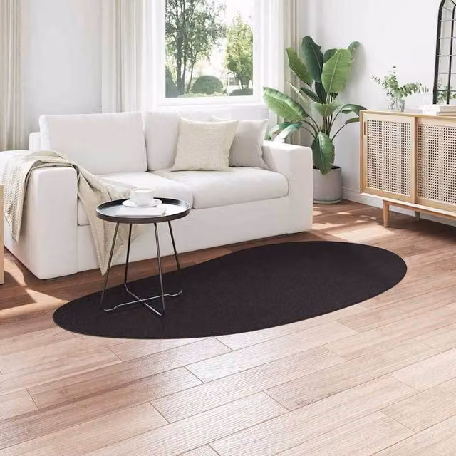 Berkfield Home Modern Oval Area Rug in Black, W/D: 100 x 200 cm