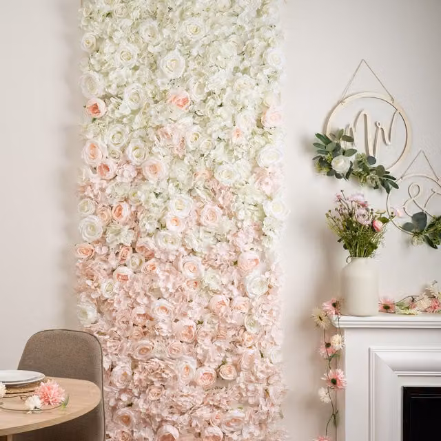 Scottish Everlastings Ltd Pink and White Ombre Floral Wall Backdrop for Weddings and Parties, W: 80 cm, H: 220 cm