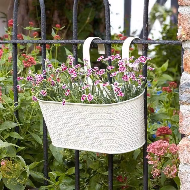 Marco Paul Ivory Window Box Planter for Fence and Balcony W: 30.48 cm, D: 30.48 cm, H: 30.48 cm