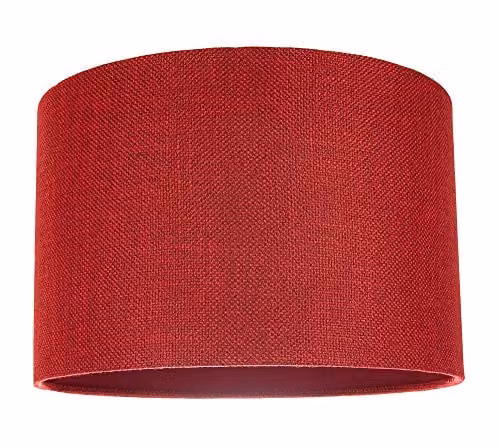Happy Homewares Red and White Round Fabric Drum Lampshade, Diameter: 30.48 cm