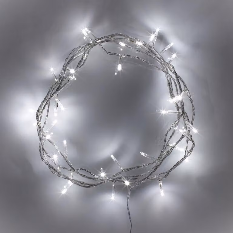 Lights4fun 50 White LED Fairy Lights on Transparent Cable