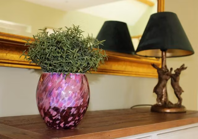 Sienna Glass Abstract Self Watering Tabletop Plant Pot in Pink and Purple