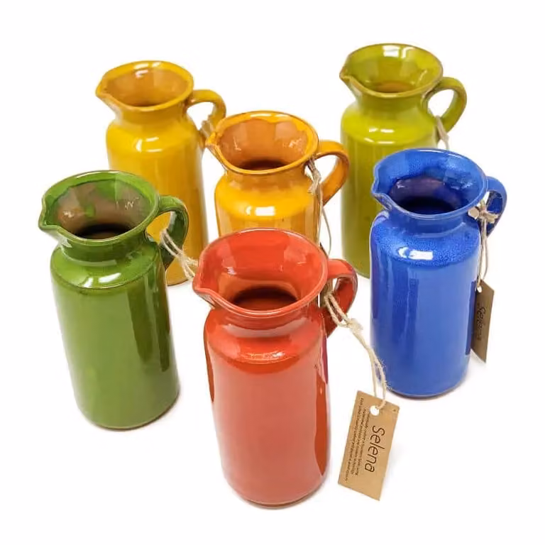 Verano Spanish Ceramics Selena Hand Dipped Glazed Ceramic Jug, Blue, 0.5 l, H: 18 cm