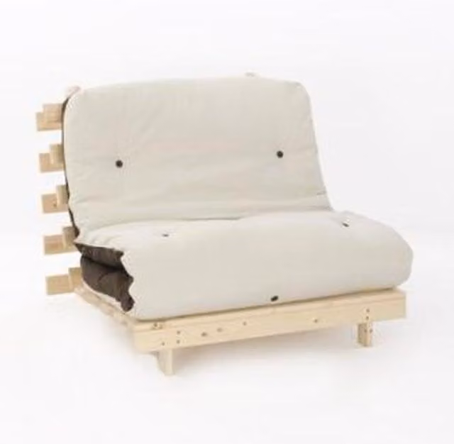 Comfy Living Chocolate and Cream 3ft Premium Luxury Wooden Futon Sofa Bed in Brown and Beige