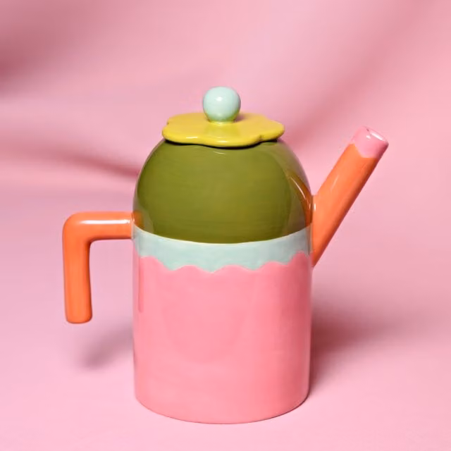 Raspberry Blossom Floral Ceramic Teapot in Multicolour