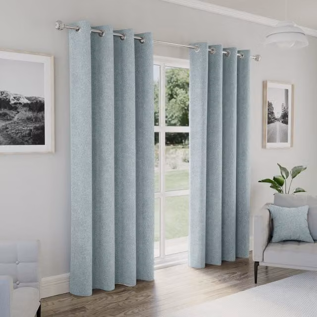 Enhanced Living Austin Blue Blackout Eyelet Curtains, Blue, Height: 229 cm