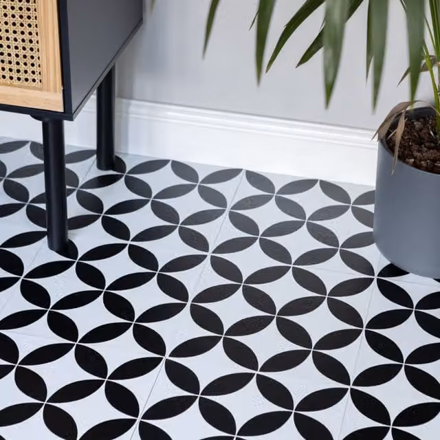 Floor Pops Starlight Self-adhesive Vinyl Floor Tiles, Black, 30.48 x 30.48 cm