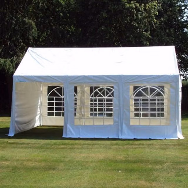 Crocodile Trading Extreme Heavy PVC Commercial Marquee with Gable and Window, White, W: 6 m, D: 4 m, H: 2.5 m