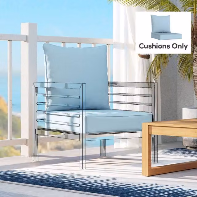 OUTSUNNY Fade Resistant Seat and Back Cushion Set in Blue
