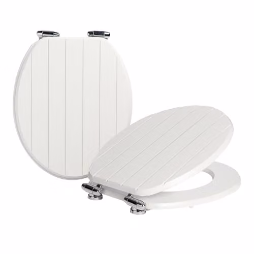 Harbour Housewares Pack of 2 Soft Close Oval MDF Wooden Toilet Seats in White
