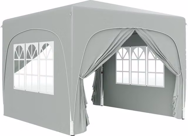 Outsunny Pop-Up Gazebo Shelter with Accessories, Light Grey, W/D/H: 300 x 300 x 273 cm