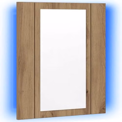 vidaXL LED Bathroom Mirror Cabinet in Artisan Oak, Brown, W/D/H: 40 x 12 x 45 cm