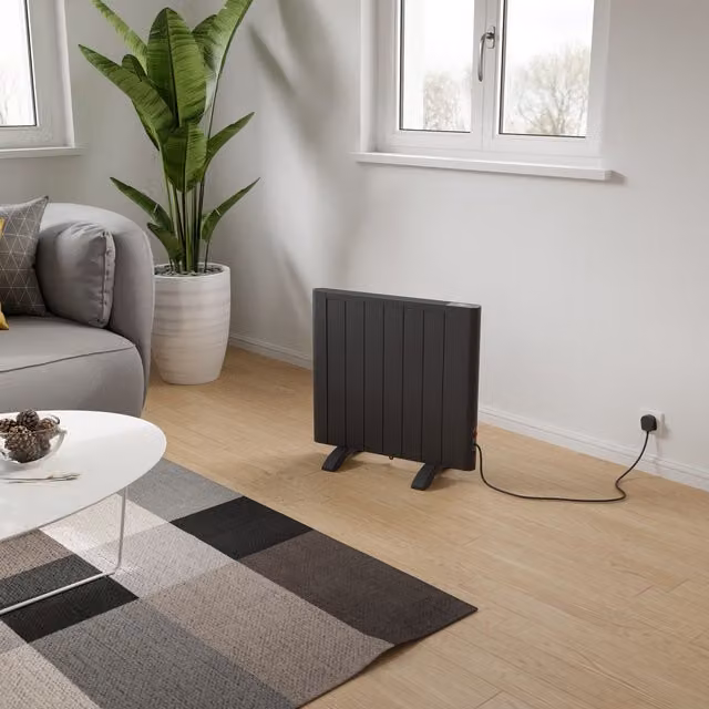 Agadon Riley Grey Electric Convector Panel Radiator, W/H/D: 58.0 x 59.0 x 58.0 cm